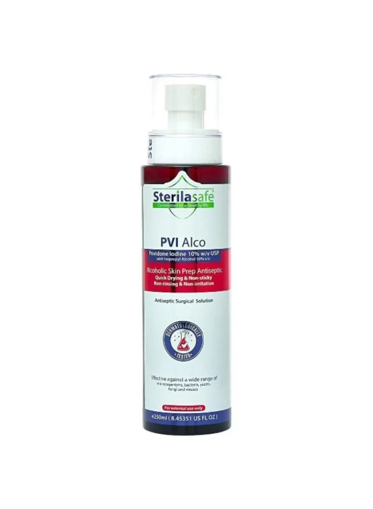 Sterelasafe PVA Aqua antiseptic solution containing 10% povidone-iodine with alcohol - 250 ml