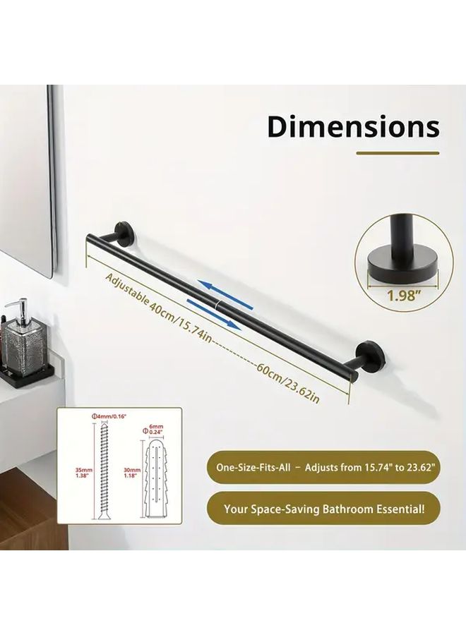 Adjustable Towel Rack 16 24 Inch Stainless Steel Black Wall Mount Bathroom Holder - Image 1