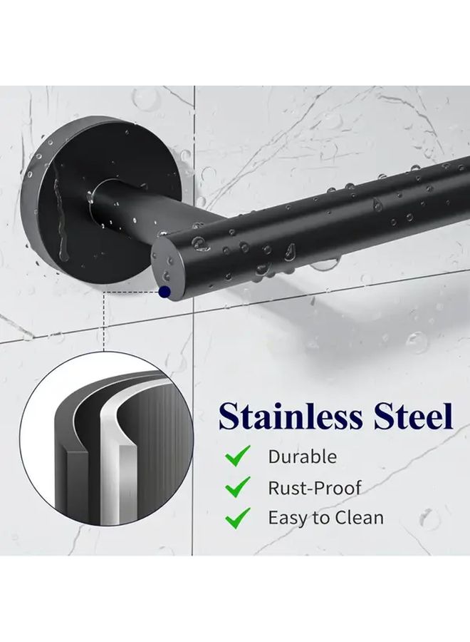 Adjustable Towel Rack 16 24 Inch Stainless Steel Black Wall Mount Bathroom Holder - Image 5