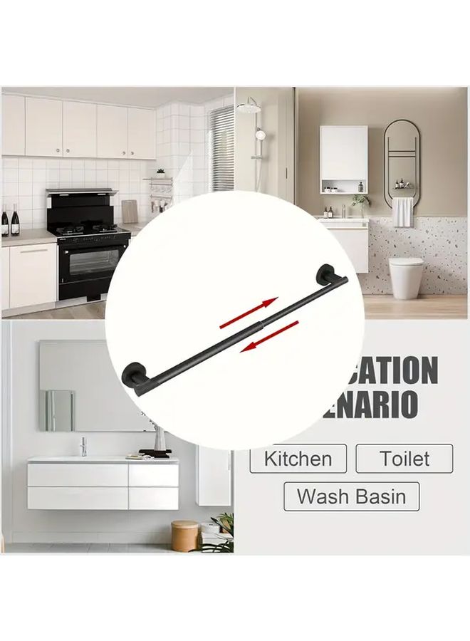 Adjustable Towel Rack 16 24 Inch Stainless Steel Black Wall Mount Bathroom Holder - Image 2