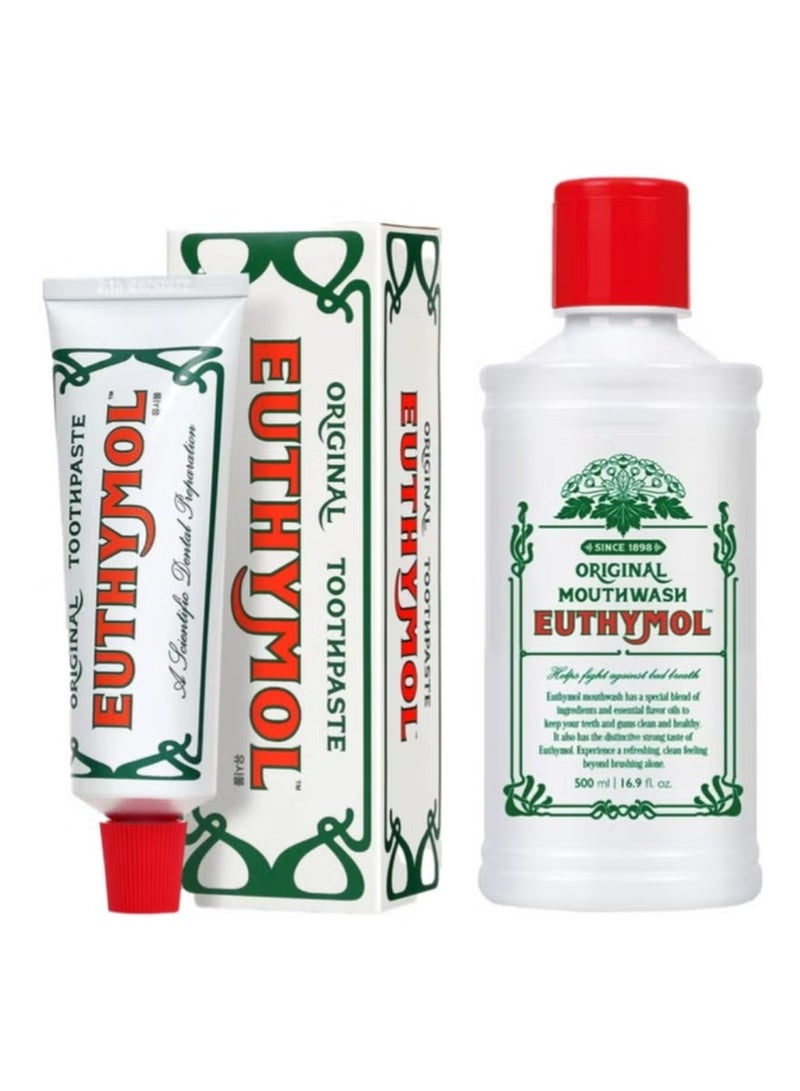 Euthymol Original Toothpaste 75ml + Euthymol Original Mouthwash 500ml