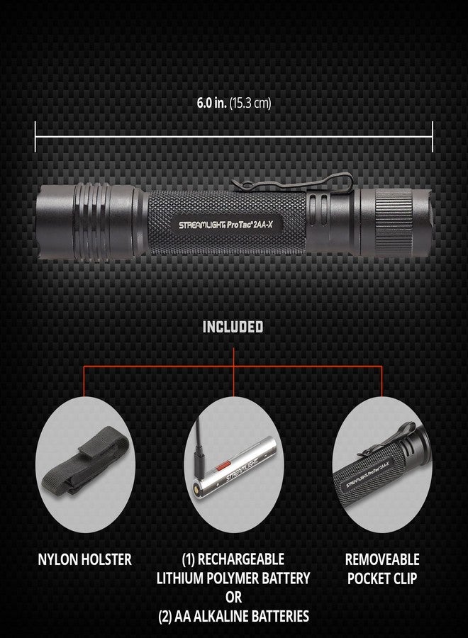 Streamlight 88033 ProTac 2AA-X 270-Lumen Multi-Fuel Personal Carry Tactical Flashlight with Alkaline Batteries, Black - Image 3