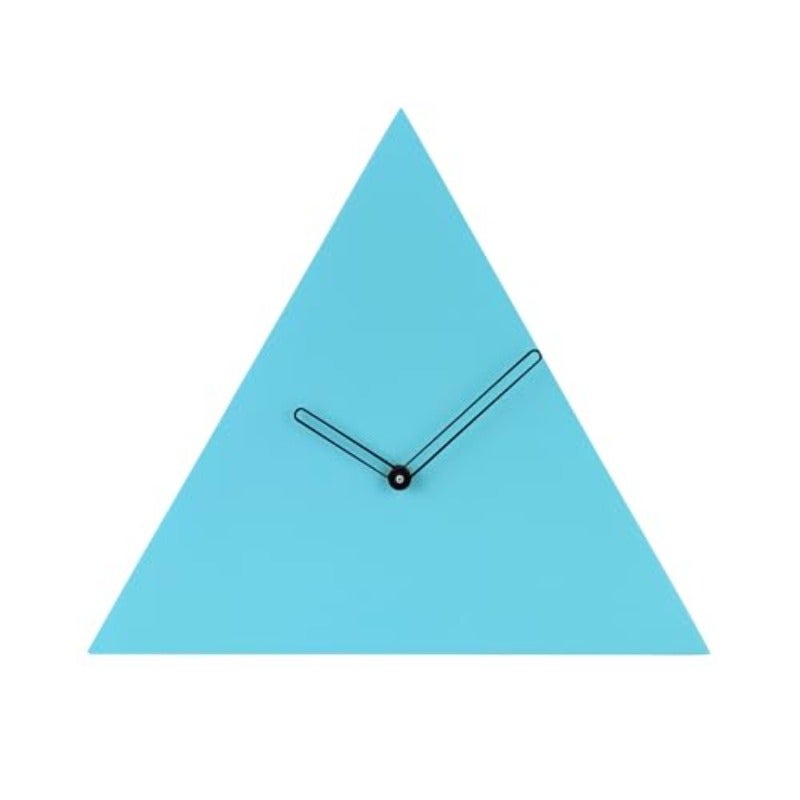 Modern Triangle Wall Clock MDF Wood Minimalist Design Turquoise Blue 30 cm size Pack of 1 suitable for Living room Bed Room Office and Gifiting Battery not included - Image 1