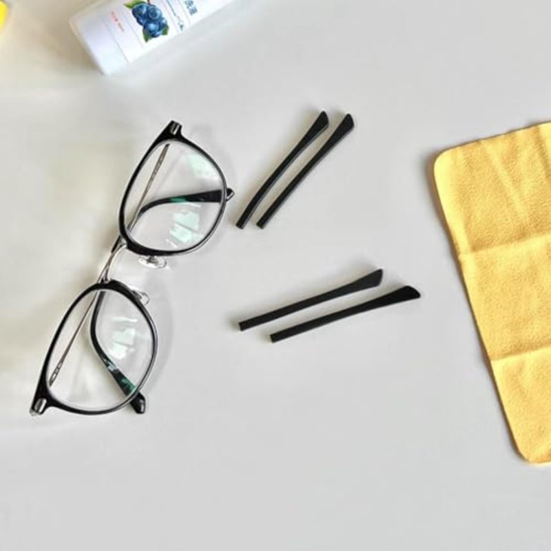 8 أزواج من أطراف النظارات، قطع جورب الأذن للنظارات، أطراف النظارات المصنوعة من السيليكون الناعم، أطراف النظارات الشمسية البديلة للنظارات الشمسية، أكمام أنبوبية مضادة للانزلاق لأرجل النظارات المعدنية المسطحة الرفيعة باللون الأسود - Image 3