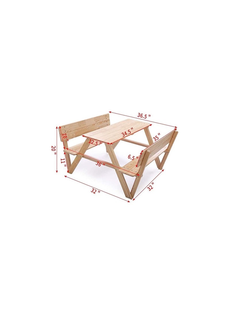 PALLETIZE Kids Picnic Bench Wood  - Image 3