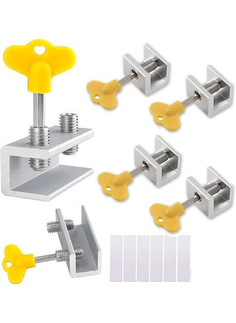 Window Locks, 4 Sets Sliding Security Window Lock with Key for Vertical&Horizontal Sliding Windows&Sliding Doors Stainless Steel Adjustable Window Locks Security for Patio Bedroom Home Office