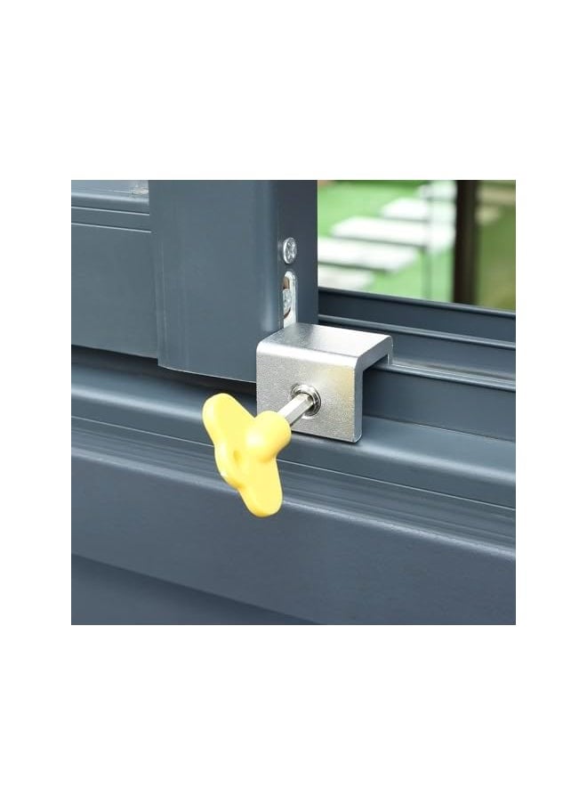 Window Locks, 4 Sets Sliding Security Window Lock with Key for Vertical&Horizontal Sliding Windows&Sliding Doors Stainless Steel Adjustable Window Locks Security for Patio Bedroom Home Office