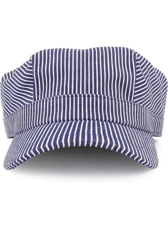 Armycrew Armycrew Denim Blue Stripe Train Engineer Conductor Cap Fits Infant to Adult 3XL  - Image 2