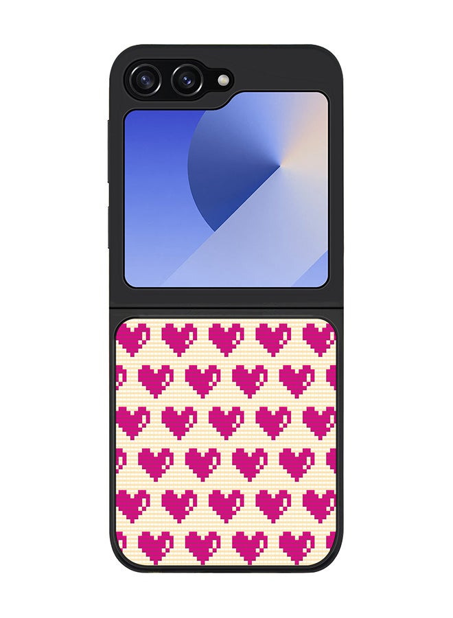 Stylizedd Rugged Black edge case for Samsung Galaxy Z Flip7 FE, Slim fit Soft Case Flexible Rubber Edges Anti Drop TPU Gel Thin Cover -  Pixel Hearts - Image 1