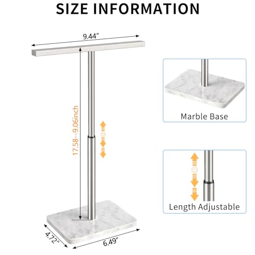FEILERN Hand Towel Holder Stand TShape Hand Towel Rack for Bathroom Hand Towel Stainless Steel for Kitchen Vanity Countertop Marble Base Brushed Adjustable 906 1768 - Image 3