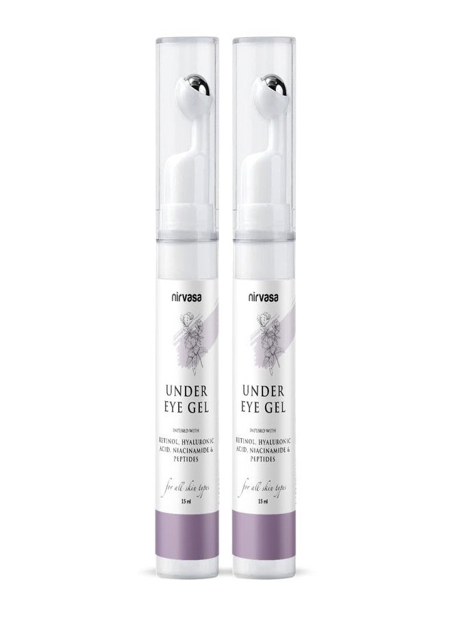 Nirvasa Under Eye Gel Cream with Roll-On (2x15ml) | With Hyaluronic Acid, Peptides & More | Reduces Dark Circles, Puffiness & Fine Lines | Restores Moisture & Firms Skin | For All Skin Types – Pack of 2 - Image 1