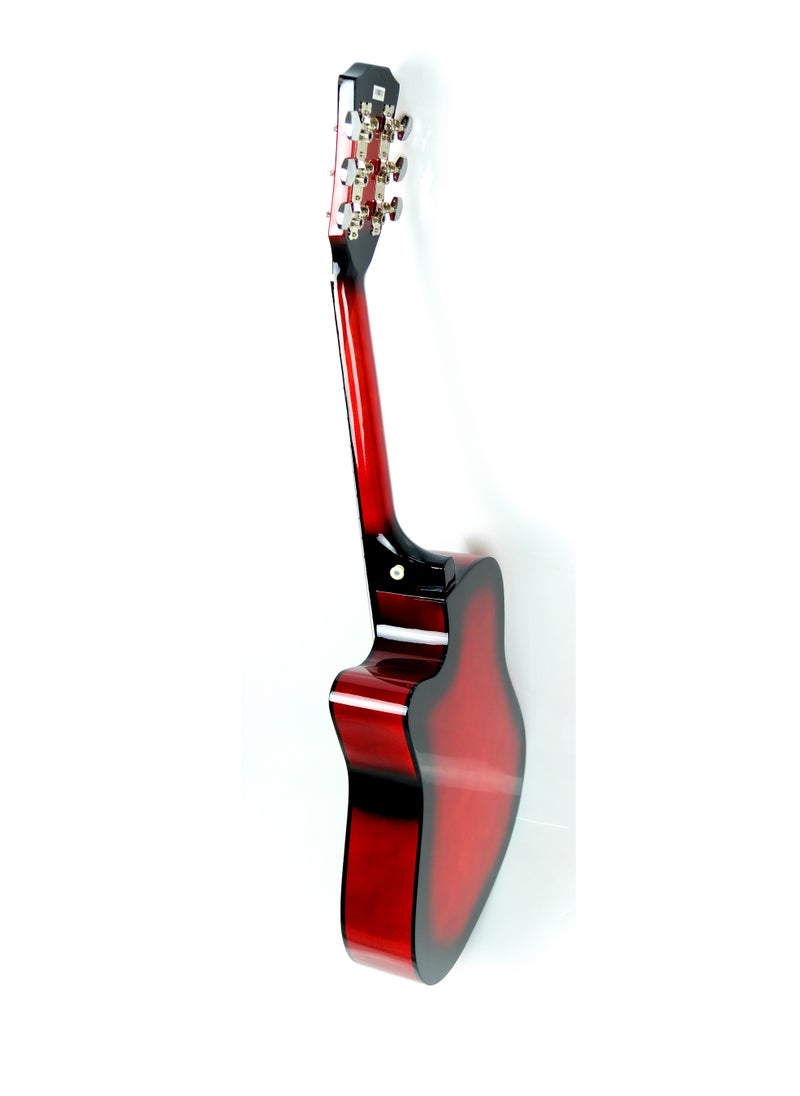 Mike Music Mike Music 38-Inch Acoustic Guitar with Bag, Strings, Capo, Picks & Strap - Red  - Image 4