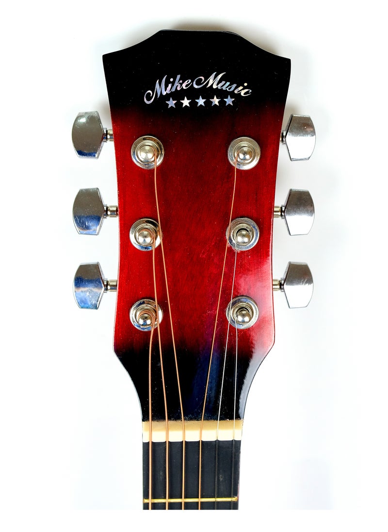 Mike Music Mike Music 38-Inch Acoustic Guitar with Bag, Strings, Capo, Picks & Strap - Red  - Image 3