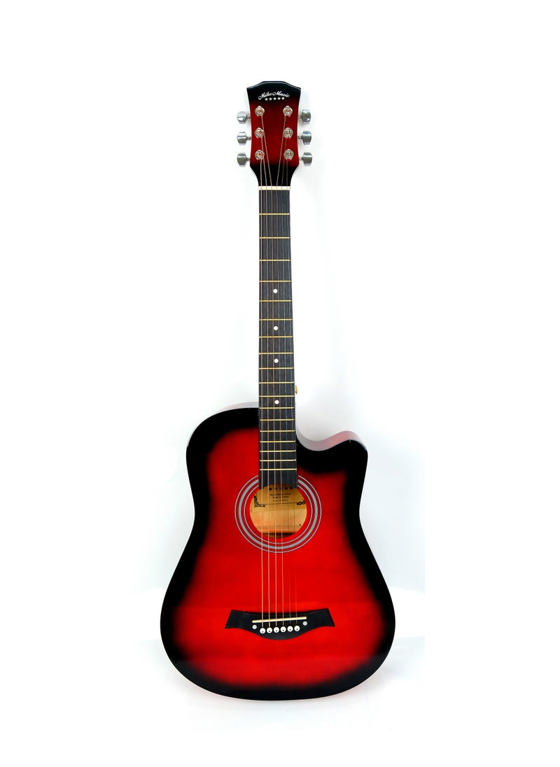 Mike Music Mike Music 38-Inch Acoustic Guitar with Bag, Strings, Capo, Picks & Strap - Red  - Image 2