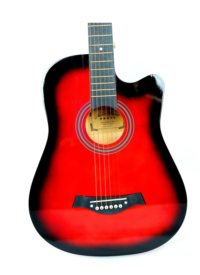 Mike Music Mike Music 38-Inch Acoustic Guitar with Bag, Strings, Capo, Picks & Strap - Red  - Image 5