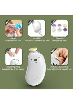 KASTWAVE Baby Nail Trimmer Electric,Rechargeable Baby Nail Clippers with 6 Grinding Heads and LED Light, Safe Baby Nail File Set for Baby, Toddler, Infant, Alternative to Baby Nail Clipper, Baby Nail Kit  - Image 2