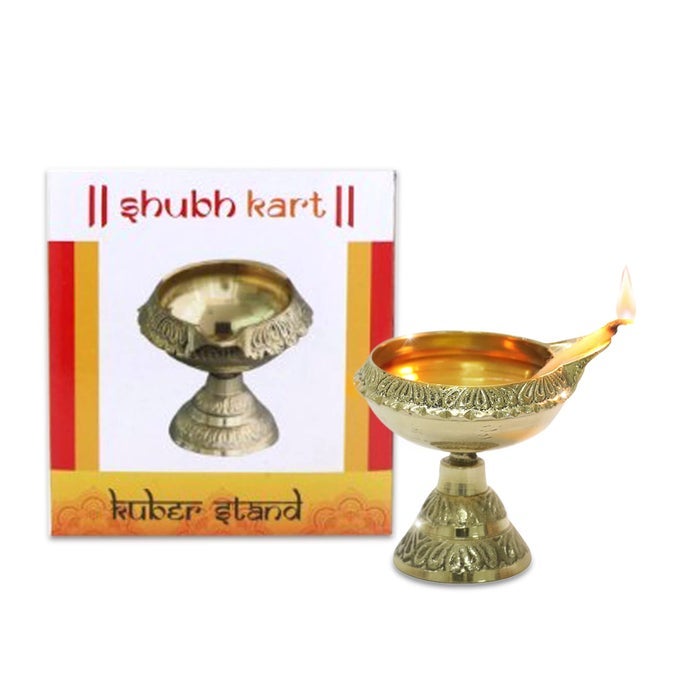 PREMIUM HANDMADE BRASS DIYA WITH KUBER STAND ARTISANAL OIL LAMP FOR ELEGANT HOME DCOR PRAYER ROOMS YOGA FESTIVE CEREMONIES GIFTING WITH LONGLASTING SHINE AND HANDCRAFTED DETAILING