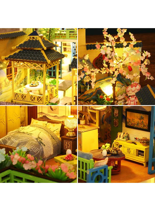 Bluejw Jiate DIY Cottage Fuchun Mountain Residence Chinese Style Handmade Wooden Architecture Large Villa House Innovative Girl's Gift - Image 4