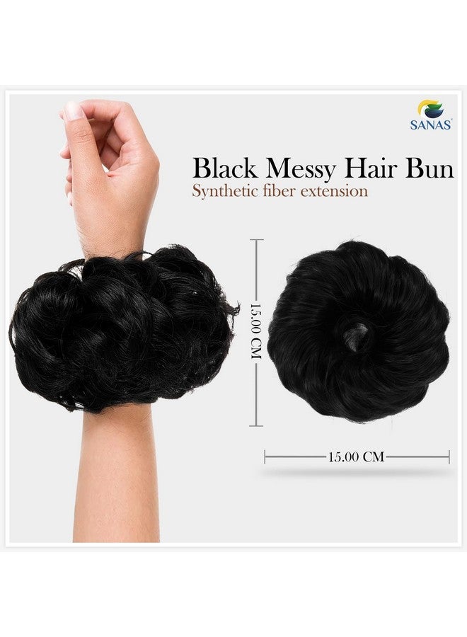 Sanas Messy Bun 4Pc Bun Hair Accessories Extension Hair For Women Artificial Hair Bun For Women Rubber Bands For Women False Hair Messy Bun Scrunchies For Women Bun (Rubberbands Bl) - Image 1