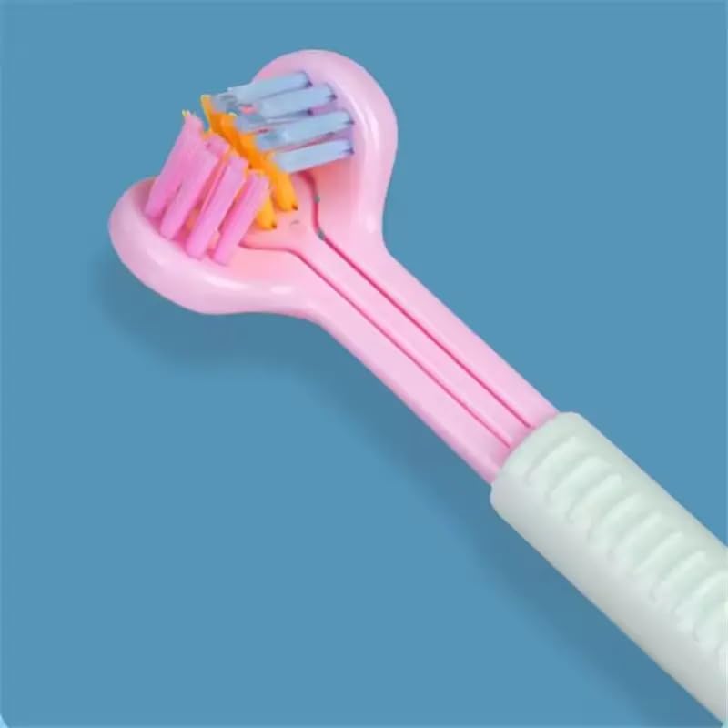 VIVITO 3-Sided Toothbrush for Adults & Kids | Ultra Soft Bristles, V-Shaped Triple Brush Head, Tongue Scraper, Sensory-Friendly | Deep Clean for Teeth & Gums | Autism & Special Needs Toothbrush | Multicolor | (1 Piece) - Image 1