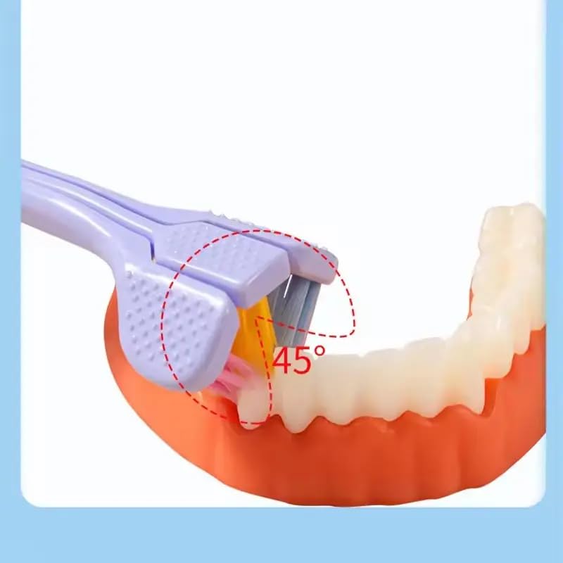 VIVITO 3-Sided Toothbrush for Adults & Kids | Ultra Soft Bristles, V-Shaped Triple Brush Head, Tongue Scraper, Sensory-Friendly | Deep Clean for Teeth & Gums | Autism & Special Needs Toothbrush | Multicolor | (1 Piece) - Image 2