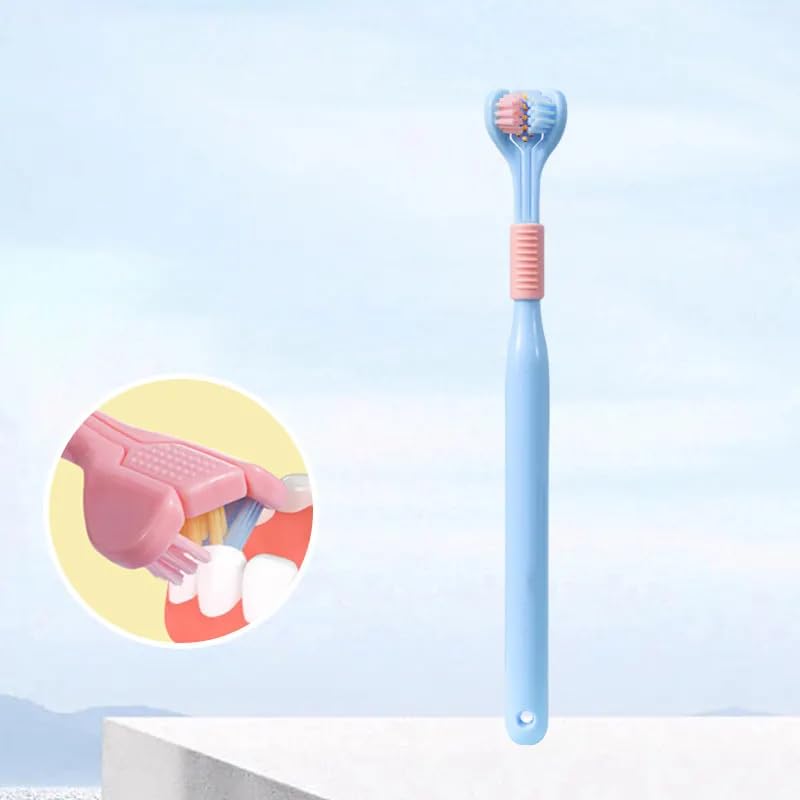 VIVITO 3-Sided Toothbrush for Adults & Kids | Ultra Soft Bristles, V-Shaped Triple Brush Head, Tongue Scraper, Sensory-Friendly | Deep Clean for Teeth & Gums | Autism & Special Needs Toothbrush | Multicolor | (1 Piece) - Image 5