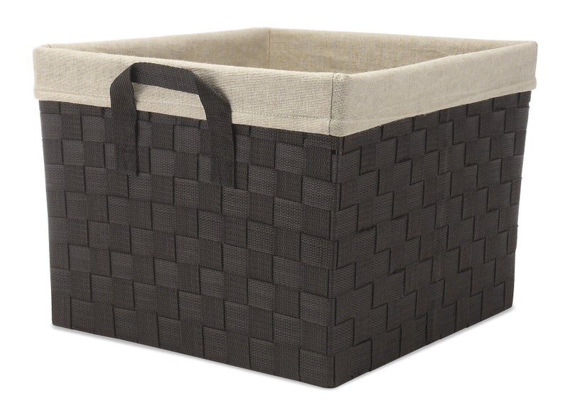 Whitmor Whitmor Woven Strap Storage Tote Basket with Liner  Espresso 