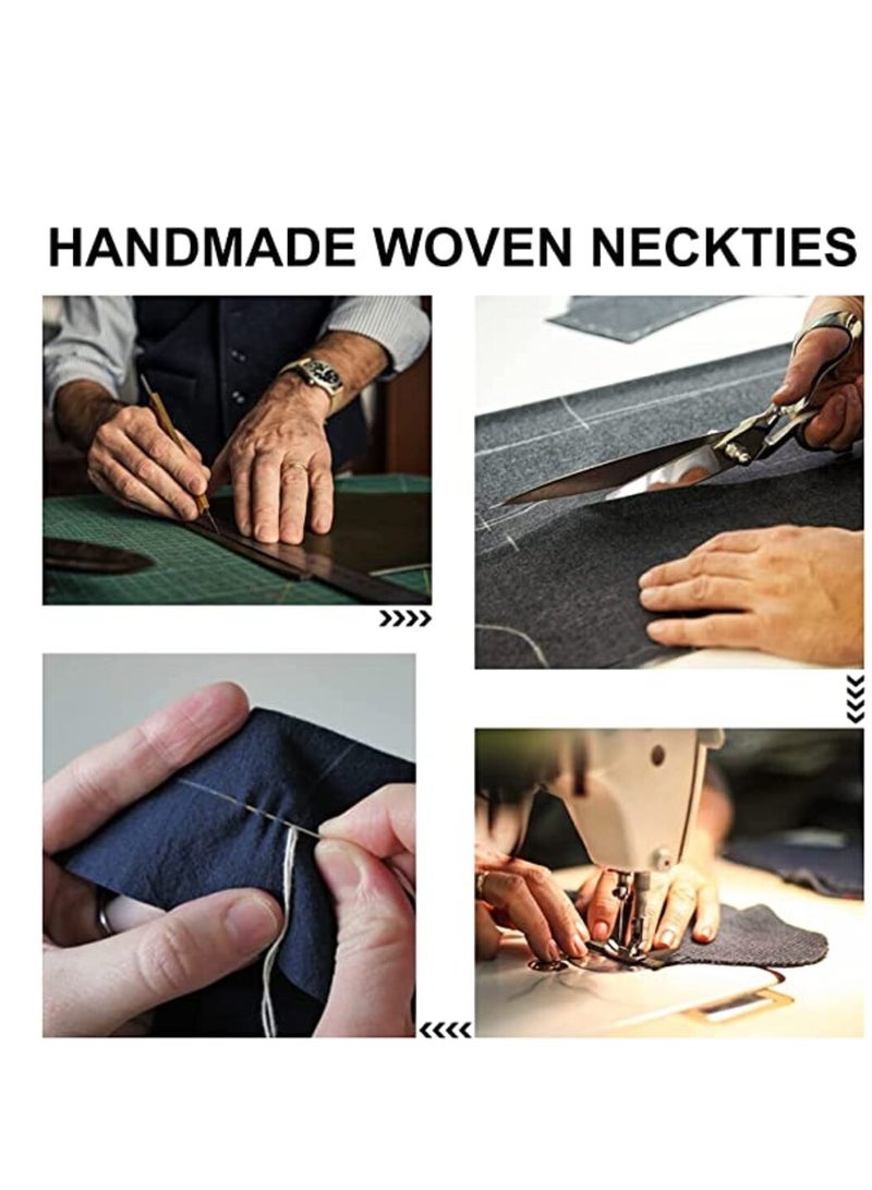 Tanyaz Tie Pocket Square Cufflinks Set Wedding Plain Ties Extra Long Necktie for Men Silk Pinstriped Pocket Square Cufflink Wedding Business Formal - Image 3