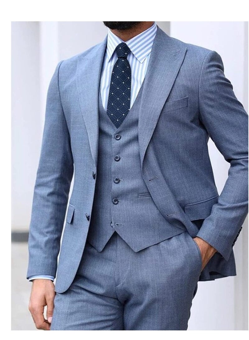 Tanyaz Tie Pocket Square Cufflinks Set Wedding Plain Ties Extra Long Necktie for Men Silk Pinstriped Pocket Square Cufflink Wedding Business Formal - Image 5