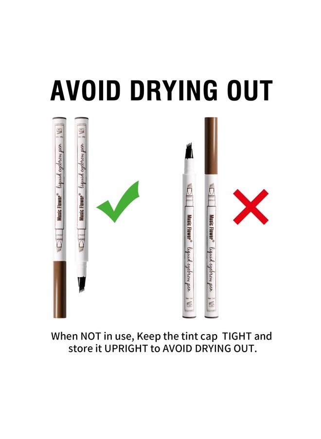 ميوزك فلاور قلم حواجب، قلم حواجب سائل، قلم حواجب مقاوم للماء بطرف شوكة دقيقة، قلم رسم دقيق مقاوم للتلطخ يدوم طويلاً، بني محمر - Image 3
