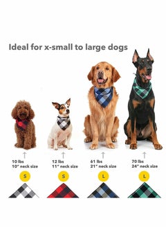 SYOSI Dog Bandana Large, 4PCS Cotton Bandanas Handkerchiefs Scarfs Triangle Bibs Accessories for Small Medium Large Dogs Puppies Pets, Square Plaid Printing Dog Scarf Adjustable Dog Accessories Kerchief (L)  - Image 5