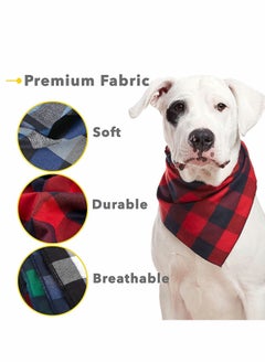 SYOSI Dog Bandana Large, 4PCS Cotton Bandanas Handkerchiefs Scarfs Triangle Bibs Accessories for Small Medium Large Dogs Puppies Pets, Square Plaid Printing Dog Scarf Adjustable Dog Accessories Kerchief (L)  - Image 4
