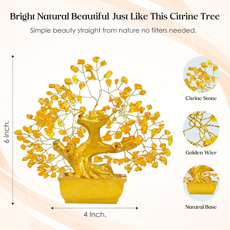 ZAICUS Golden Citrine Crystal Money Tree – Handmade Feng Shui Gemstone Tree for Wealth, Positivity & Home Décor – Bonsai Showpiece - Good Luck Gift (6 x 4 inch) - Image 2