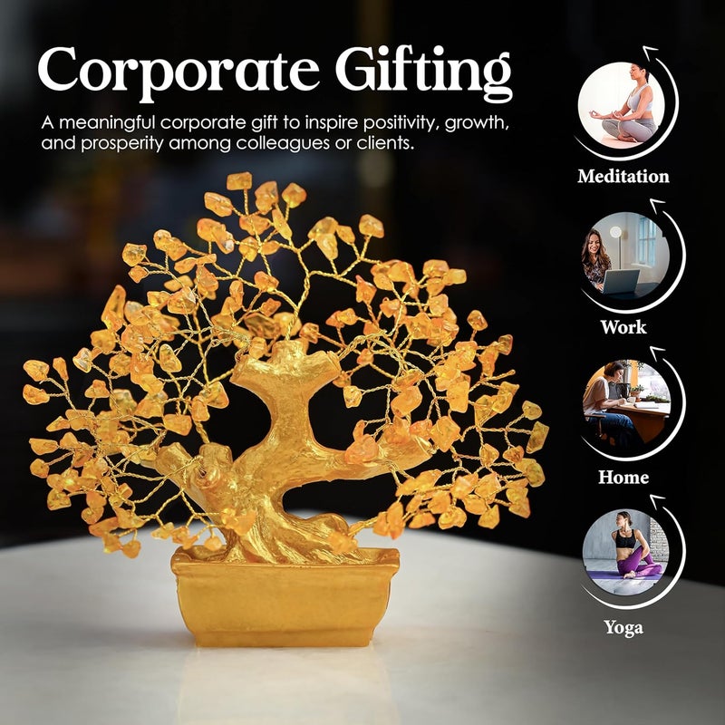 ZAICUS Golden Citrine Crystal Money Tree – Handmade Feng Shui Gemstone Tree for Wealth, Positivity & Home Décor – Bonsai Showpiece - Good Luck Gift (6 x 4 inch) - Image 3