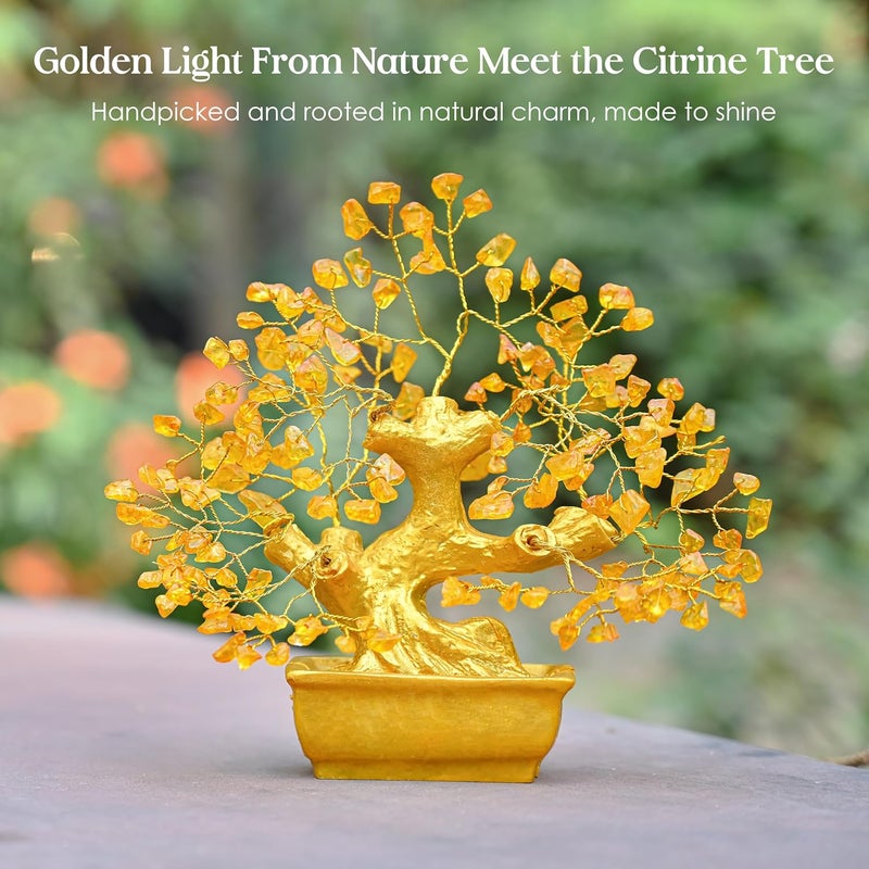 ZAICUS Golden Citrine Crystal Money Tree – Handmade Feng Shui Gemstone Tree for Wealth, Positivity & Home Décor – Bonsai Showpiece - Good Luck Gift (6 x 4 inch) - Image 5
