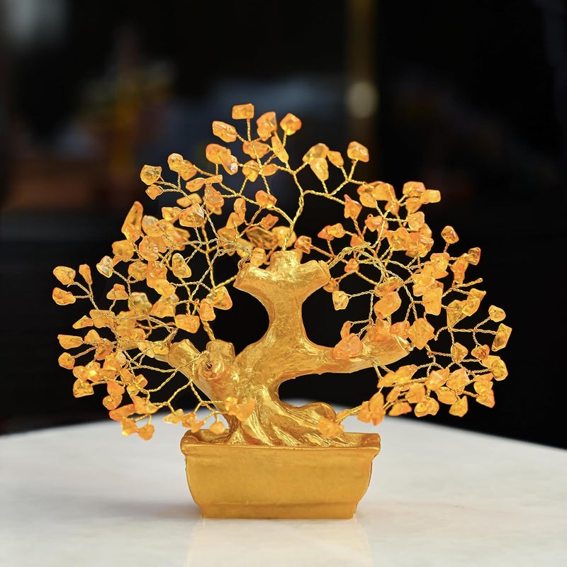 ZAICUS Golden Citrine Crystal Money Tree – Handmade Feng Shui Gemstone Tree for Wealth, Positivity & Home Décor – Bonsai Showpiece - Good Luck Gift (6 x 4 inch) - Image 1
