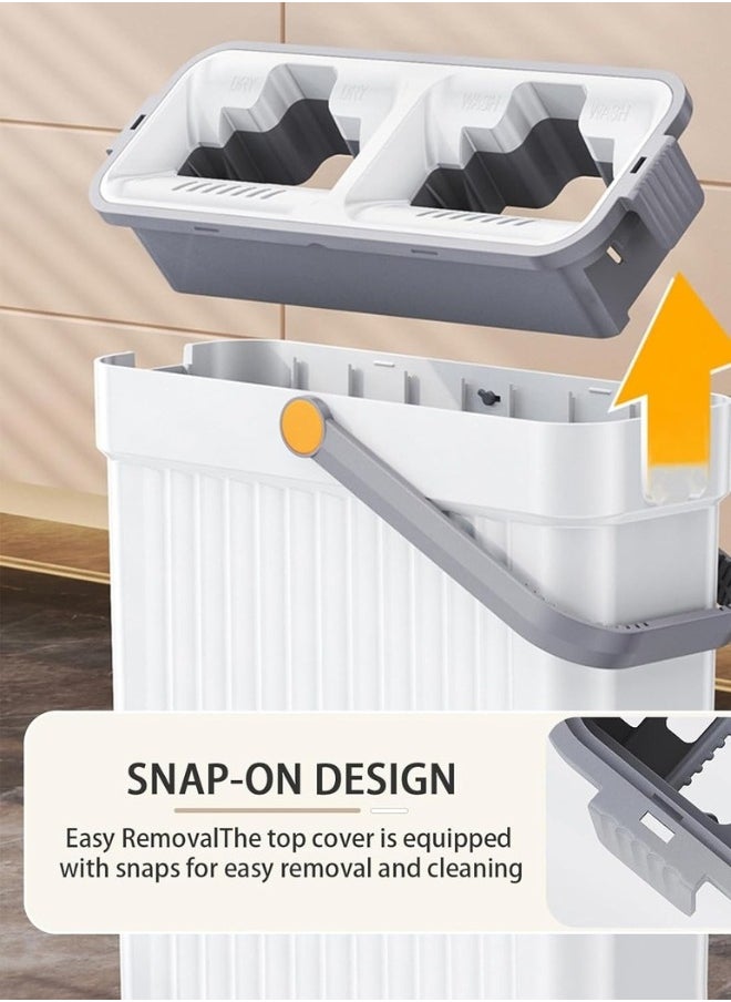 Happy Home - Flat Floor Mop and Bucket Set with Wringer for Home Floor Cleaning with 2 Washable Microfiber Pads - Image 1