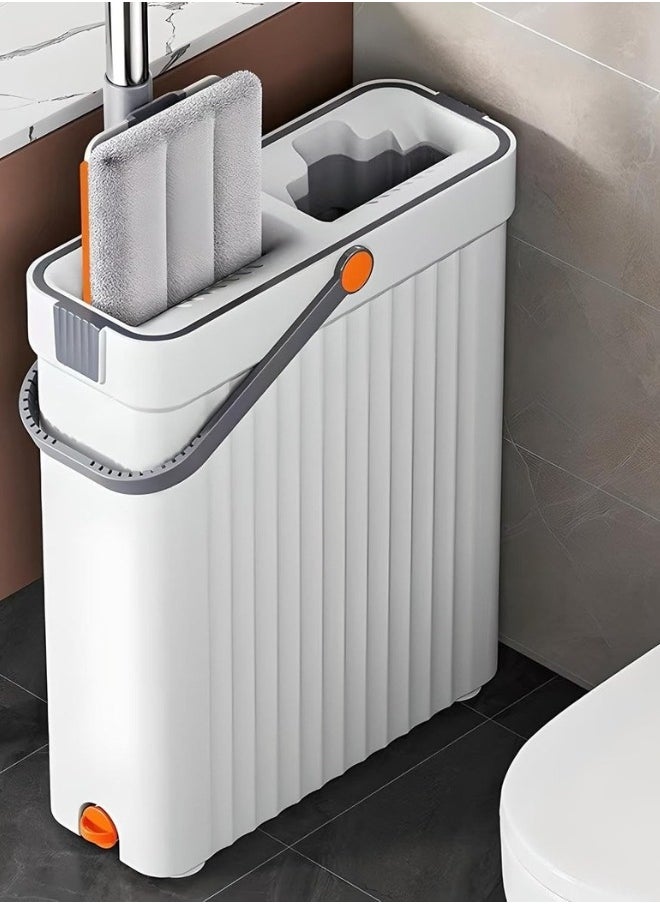 Happy Home - Flat Floor Mop and Bucket Set with Wringer for Home Floor Cleaning with 2 Washable Microfiber Pads - Image 1