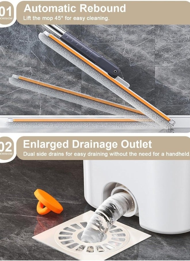 Happy Home - Flat Floor Mop and Bucket Set with Wringer for Home Floor Cleaning with 2 Washable Microfiber Pads - Image 1