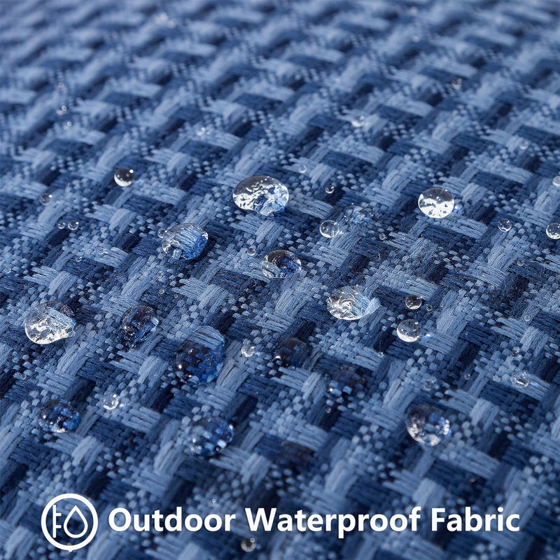 UGS UGASA UGASA Outdoor Waterproof Pillow Covers Pack of 2 Weaving Texture Water Resistant Outside Decorative Pillow Cases for Patio Garden Porch Yard Bench Tent 16x16 Inch  Navy Blue - Image 3