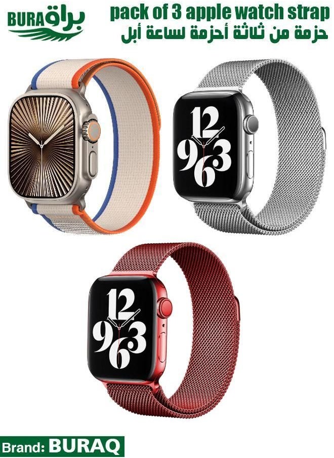 BURAQ - Apple Watch Band Strap For Apple Watch Ultra 2/Ultra 49mm, Series 10 46mm, 9/8/7 45mm, SE2/SE/6/5/4 44mm, 3/2/1 42mm - Image 1