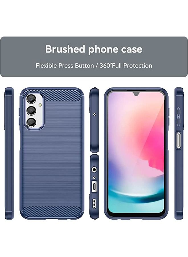 Samsung Galaxy A24 4G Case Soft Carbon Fiber Fashion Design Cover with Military Grade Shockproof Protection Slim Fit Phone Protector Blue - Image 2