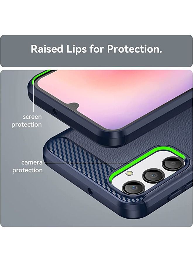 Samsung Galaxy A24 4G Case Soft Carbon Fiber Fashion Design Cover with Military Grade Shockproof Protection Slim Fit Phone Protector Blue - Image 3
