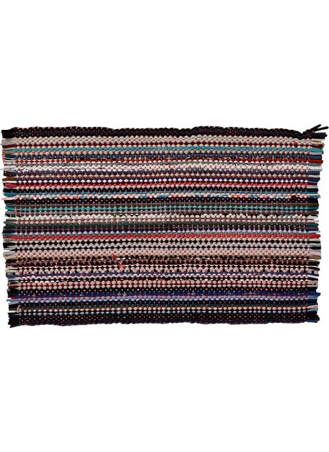 Alsaqer Handmade Cotton Rug for Door Mat, Toilet Mats, Bedroom mat, Living Room Mats | Vibrant Striped Doormat or Bath Mat Mat Rugs - Medium Size