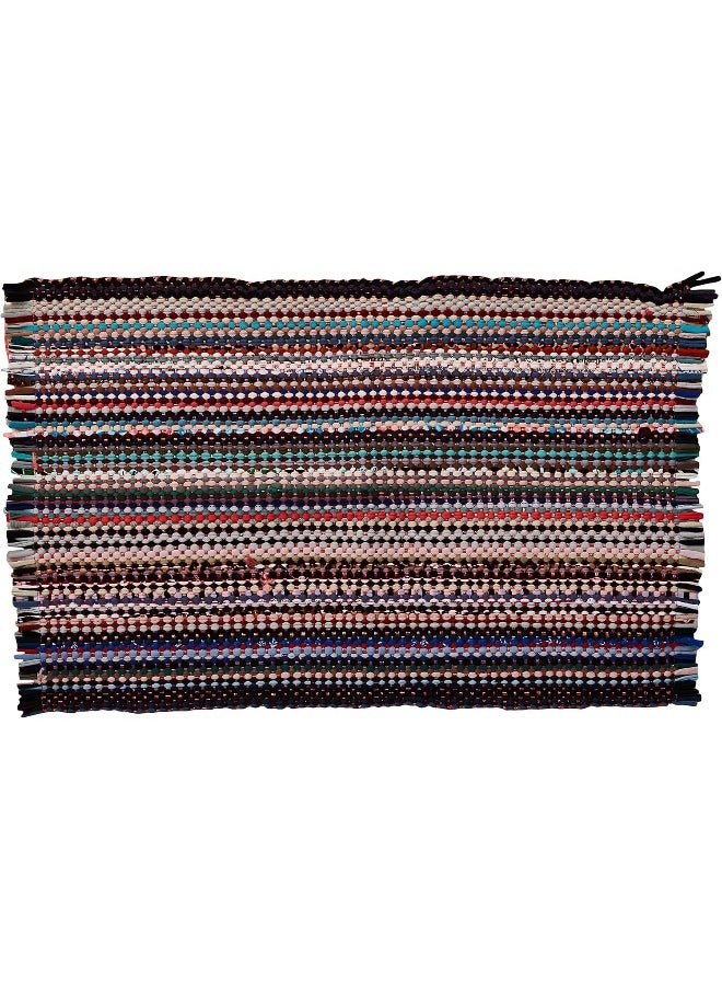 ALSAQER Alsaqer Handmade Cotton Rug for Door Mat, Toilet Mats, Bedroom mat, Living Room Mats | Vibrant Striped Doormat or Bath Mat Mat Rugs - Medium Size  - Image 1