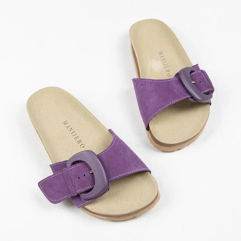 Manijero Manijero Alandra Women's Genuine Leather Purple Slippers