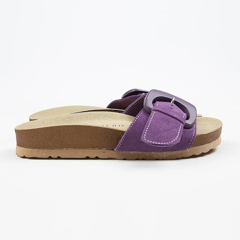 Manijero Manijero Alandra Women's Genuine Leather Purple Slippers