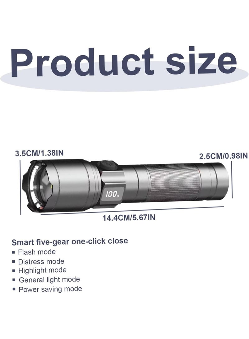 Type-C Rechargeable High-Power LED Flashlight With Aluminum Body and Adjustable Beam - Image 5