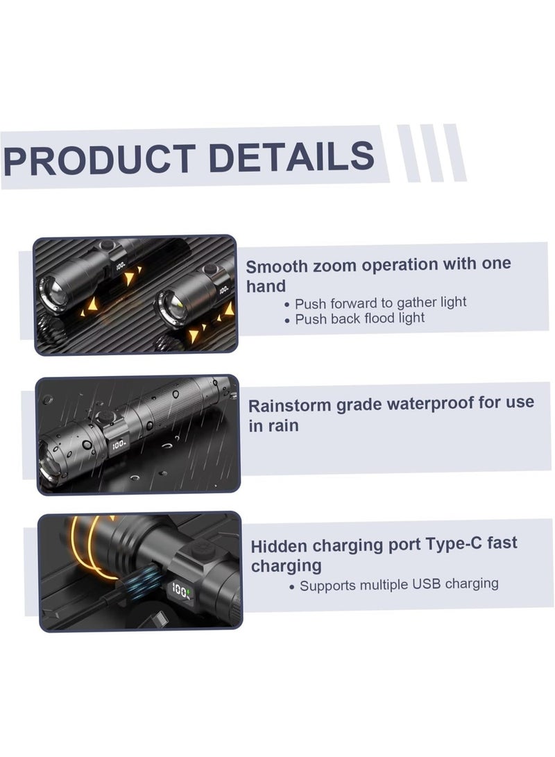 Type-C Rechargeable High-Power LED Flashlight With Aluminum Body and Adjustable Beam - Image 4