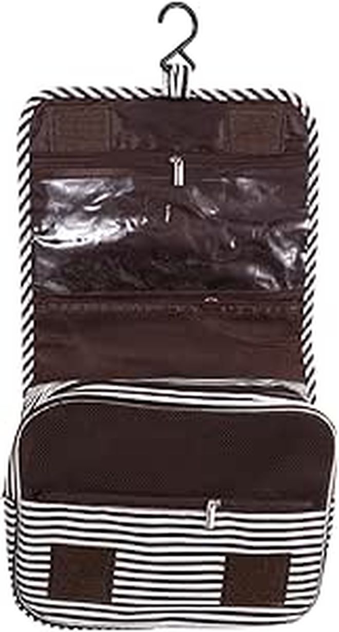 Waterproof Striped Hanging Makeup Bag Travel Toiletry Organizer Dirt Resistant Pouch - Image 1